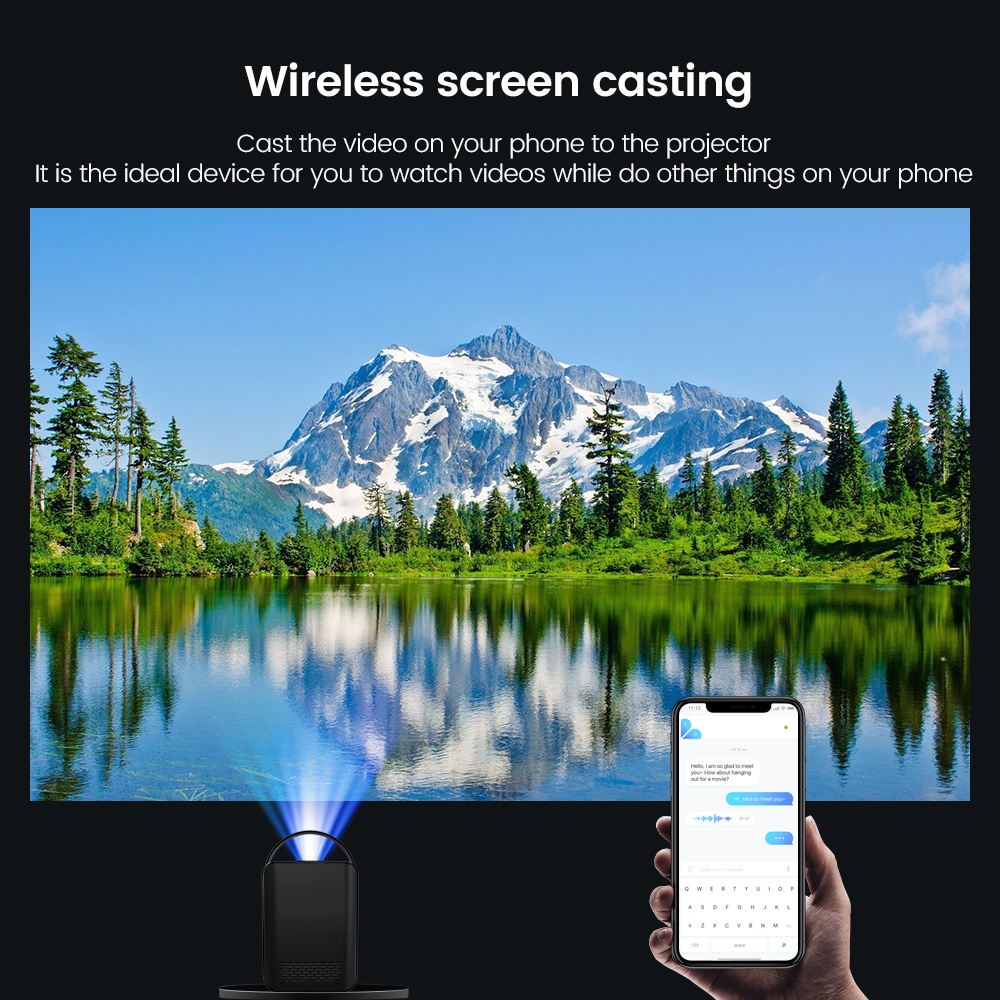 ISinbox Proyektor 1080P HD WiFi Mini LED Proyektor Smart Android Bluetooth Projector Dukungan Untuk Terhubung Ke Ponsel Dapat Digunakan Presentasi Kantor