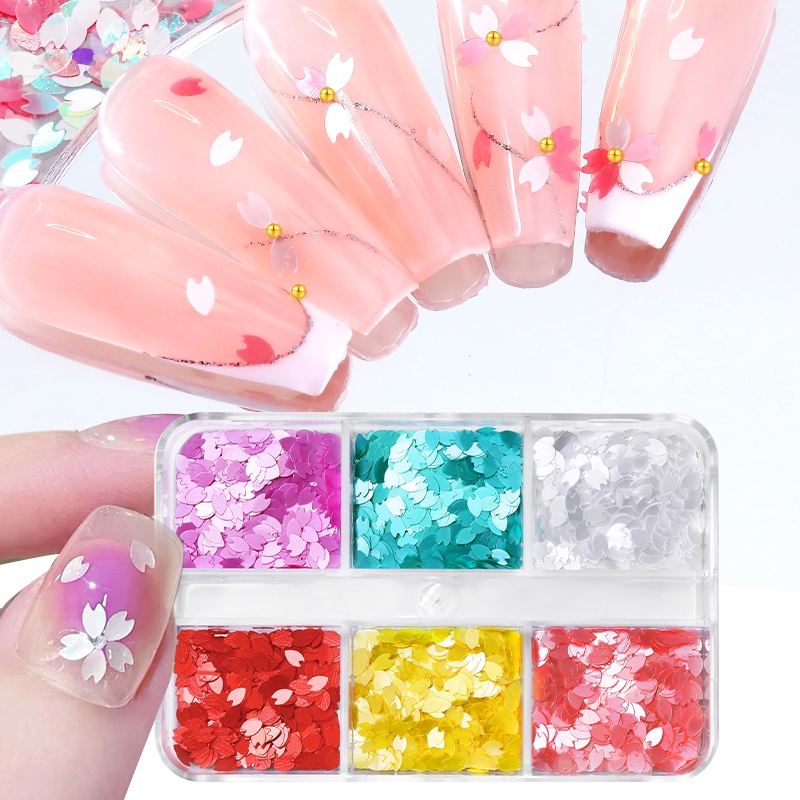 6kisi/kotak Ikatan Simpul Pesona Kuku Flatback Nail Art Perhiasan Butterfly Flower Beads Nail Rhinestones 3D Kuku Manicure Aksesoris