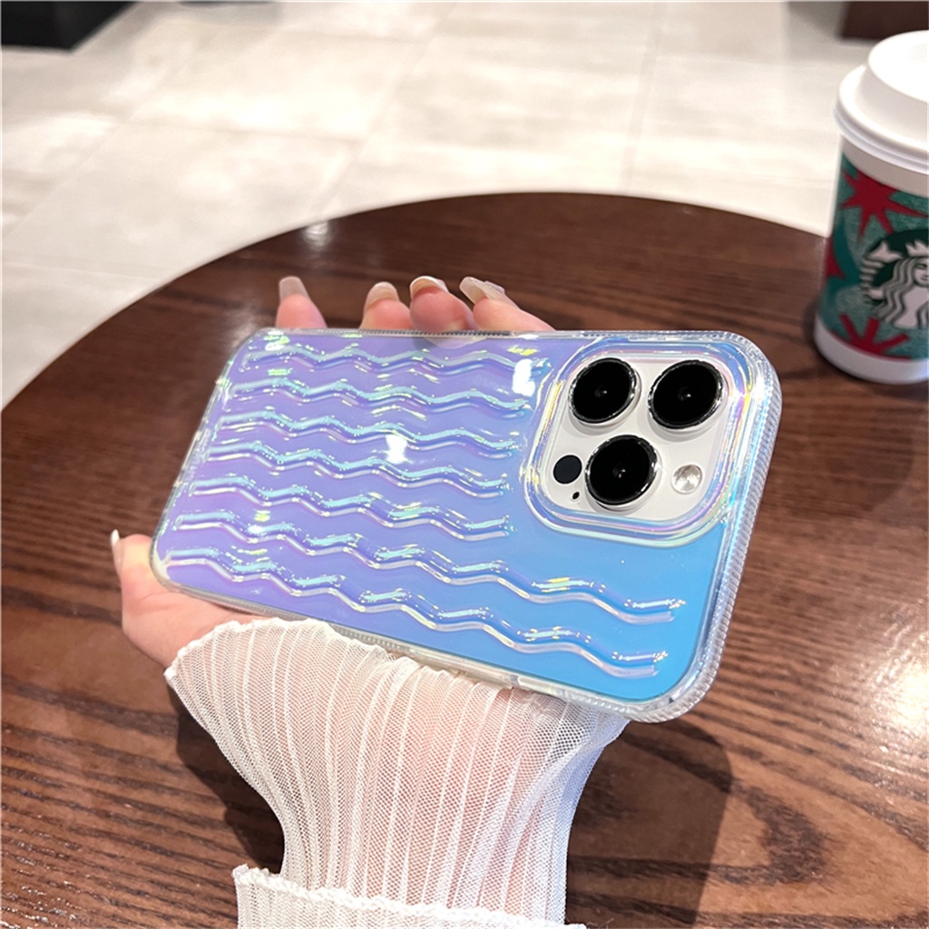 Casing Mewah Baru iPhone 14 Pro Max Plus Case Iphone11 12 13 Pro Max Case Premium Water Ripple Laser Perlindungan Tahan Guncangan Tertutup Penuh Soft Case