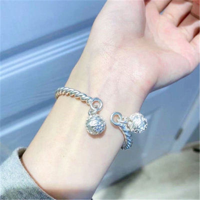 [1Pasang] Korea Berongga Bell Rumbai Liontin Pasangan Gelang Pecinta Bangle Bracelet