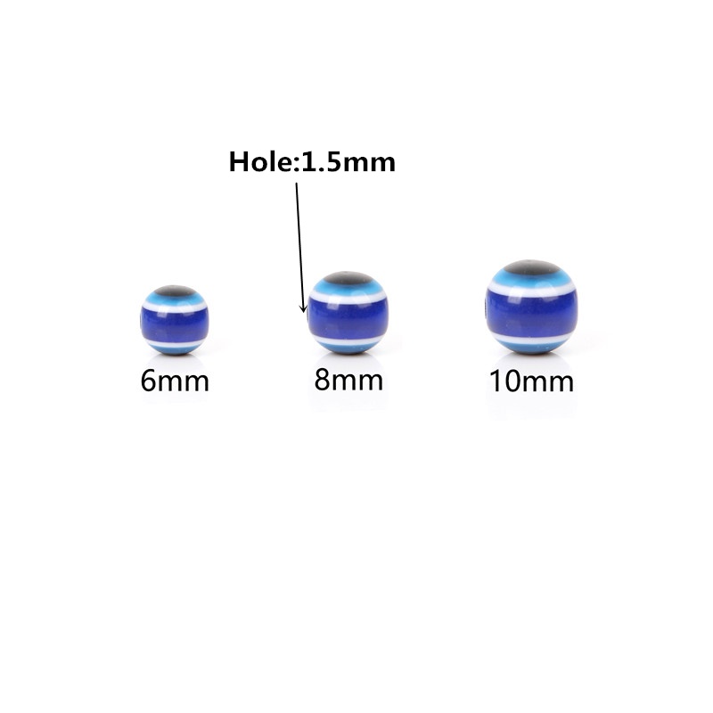 Manik-manik Bola Mata Iblis Warna-Warni Ukuran 6mm / 8mm / 10mm Untuk Membuat Perhiasan DIY