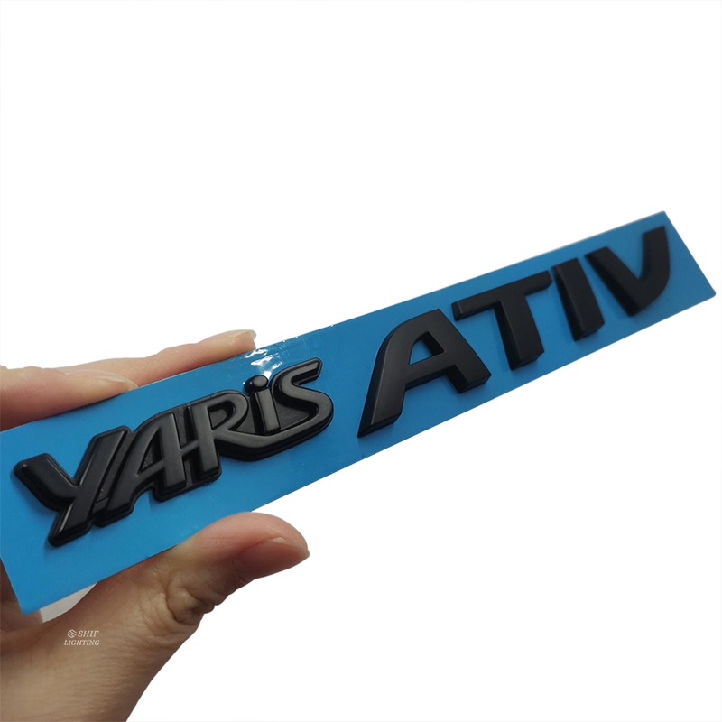 1x ABS Hitam Chrome YARIS ATIV Logo Auto Trunk Lid Emblem Badge Stiker Decal Pengganti TOYOTA YARIS ATIV