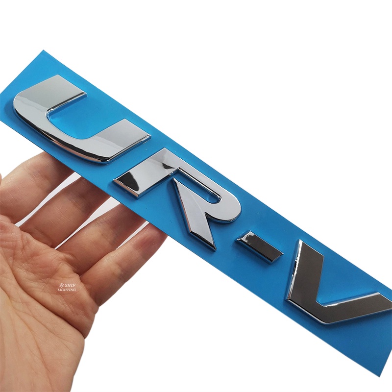 1x ABS Hitam Chrome UR-V URV Huruf Logo Mobil Auto Emblem Badge Sticker Decal Pengganti HONDA URV UR-V