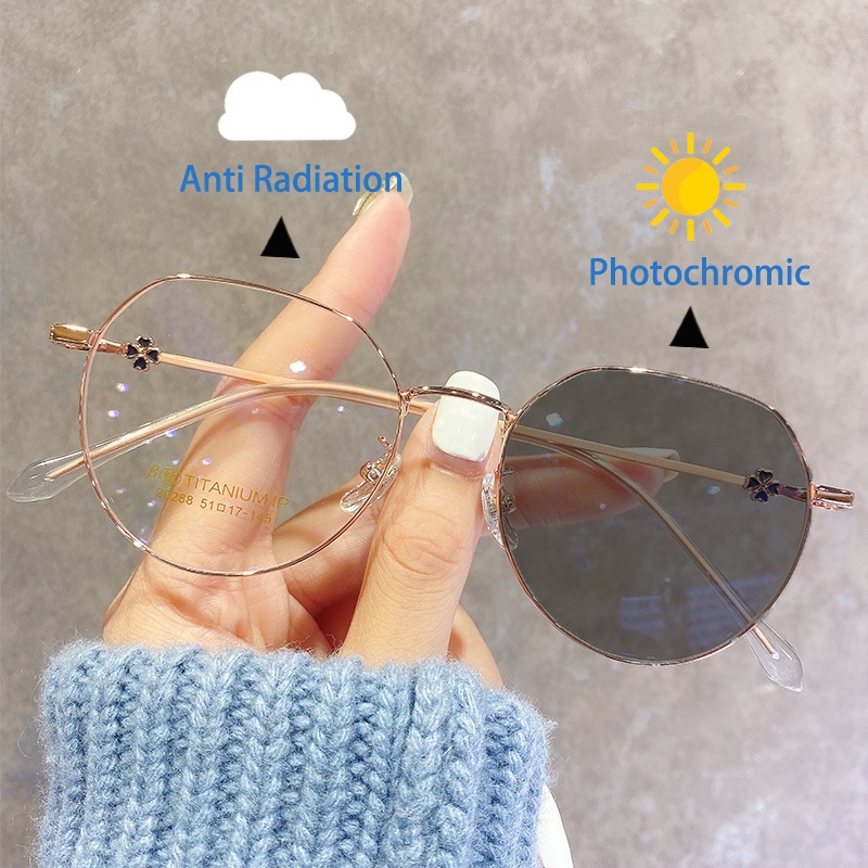 Kacamata Korea Anti Radiasi Photochromic Untuk Wanita Lensa Tergantikan