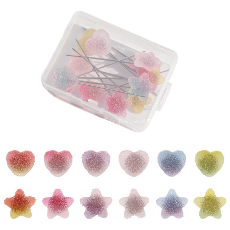 12pcs Lucu Permen Warna Soft Candy Jarum Panjang Kotak Muslim Headband Needle Alloy Aksesoris