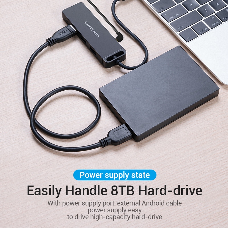 (Bisa Cod) Vention USB Hub Type C 3.2 with Micro Power Android Windows Mac TGK