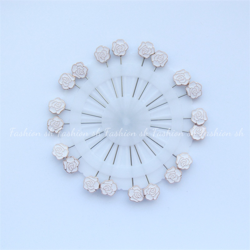 20 Pcs Hitam Dan Putih drop Lem rose Jarum Panjang alloy safety needle Aksesoris