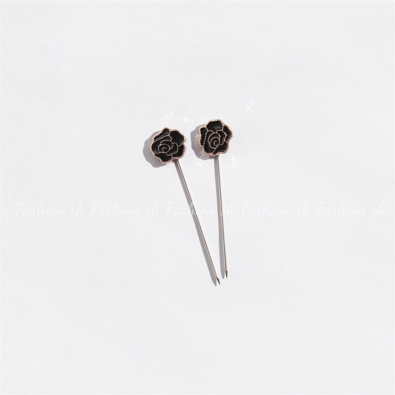 20 Pcs Hitam Dan Putih drop Lem rose Jarum Panjang alloy safety needle Aksesoris