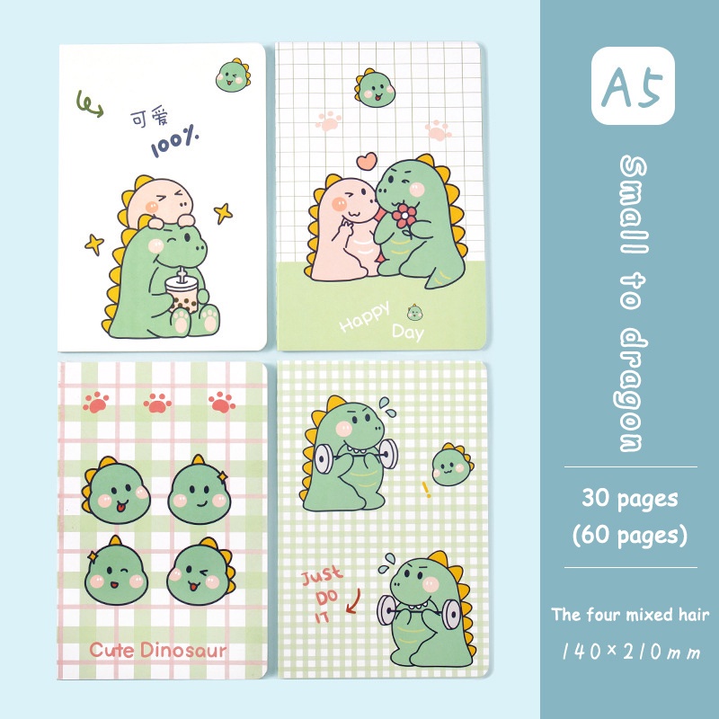 A7  Rollover Coil Buku Notebook Mini Kartun Lucu Mini Notebook Diary Portable Notebook Journal Alat Tulis-Le-Dragon-Random