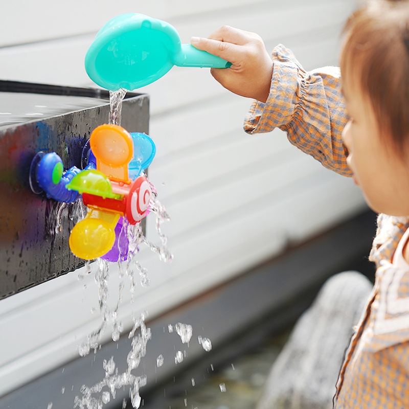 Mandi Anak Putar Musik Putar Kincir Air Dengan Sendok Kamar Mandi Bayi Bermain Air Rainbow Windmill Flower Shower Toys