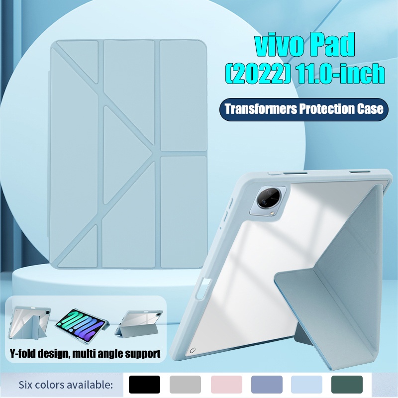 Casing Untuk vivo Pad2022 11.0 &quot;Fashion High End Akrilik Bening Y-Bracket Transformers Flip Stand Case Tablet Penutup Pelindung