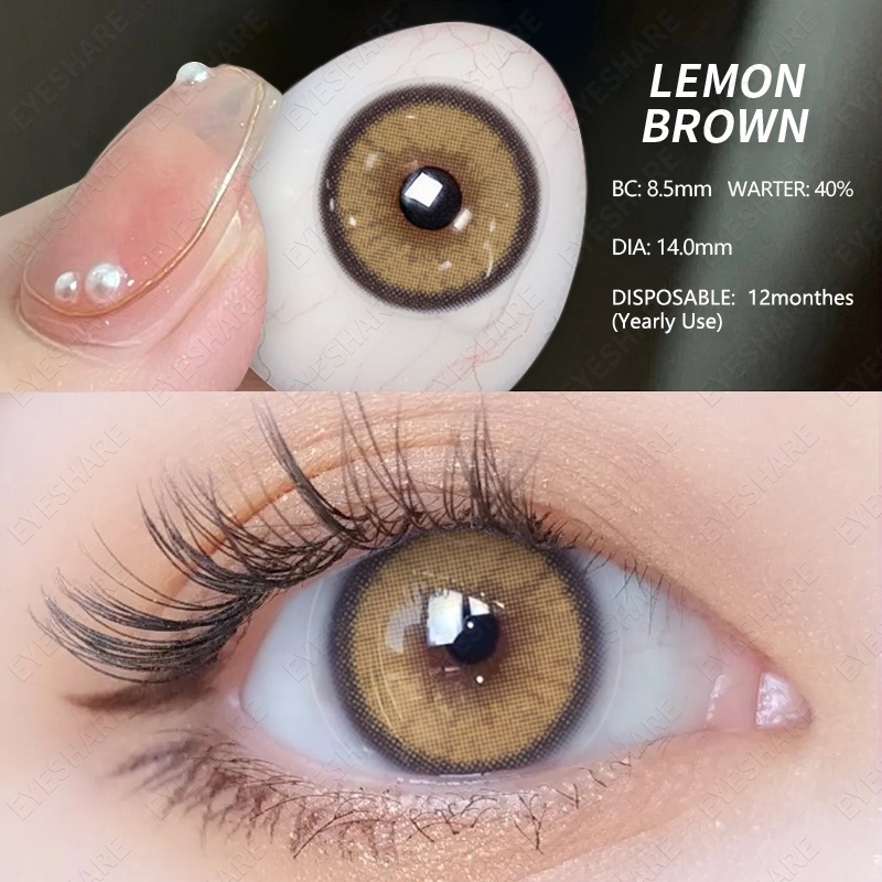 【COD】2022NEW LEMON SOFTLENS  Gray Soft Colored Contact lens lady Yearly Use Ensa Mata Soflen Mata Brightsoftlens Soflens Mata Kore Normal Softlens