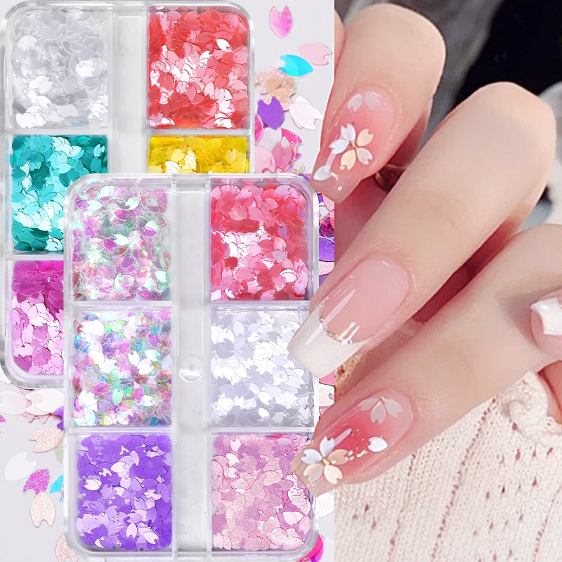 6kisi/kotak Ikatan Simpul Pesona Kuku Flatback Nail Art Perhiasan Butterfly Flower Beads Nail Rhinestones 3D Kuku Manicure Aksesoris