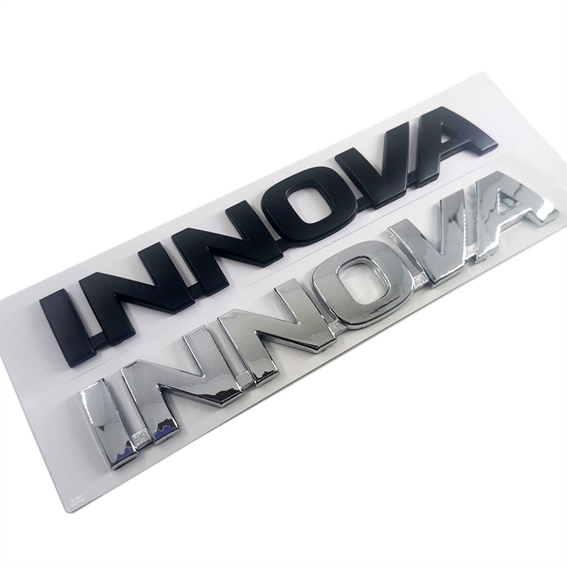 1x ABS Chrome Hitam INNOVA Huruf Logo Mobil Auto Rear Emblem Badge Sticker Decal Pengganti TOYOTA INNOVA