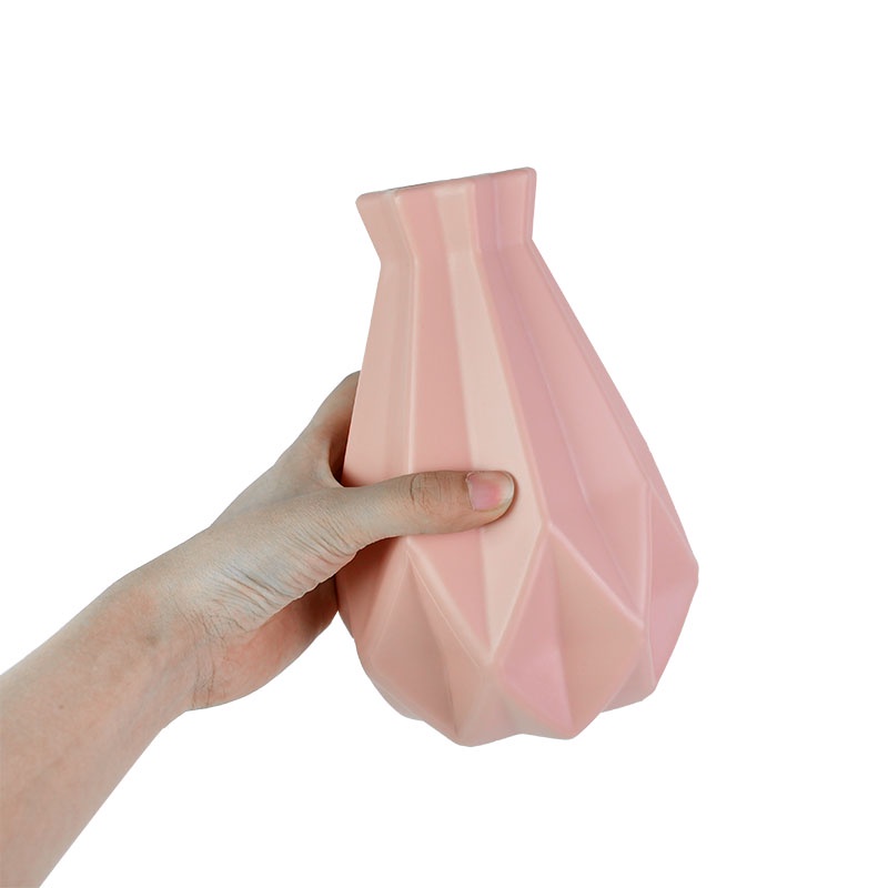 ღ Gaya Nordic Geometris Vas Resin Modern Bunga Pot Minimalis Putih Pink Vas Rumah Ruang Tamu Dekorasi Ornamen Bunga Pengaturan