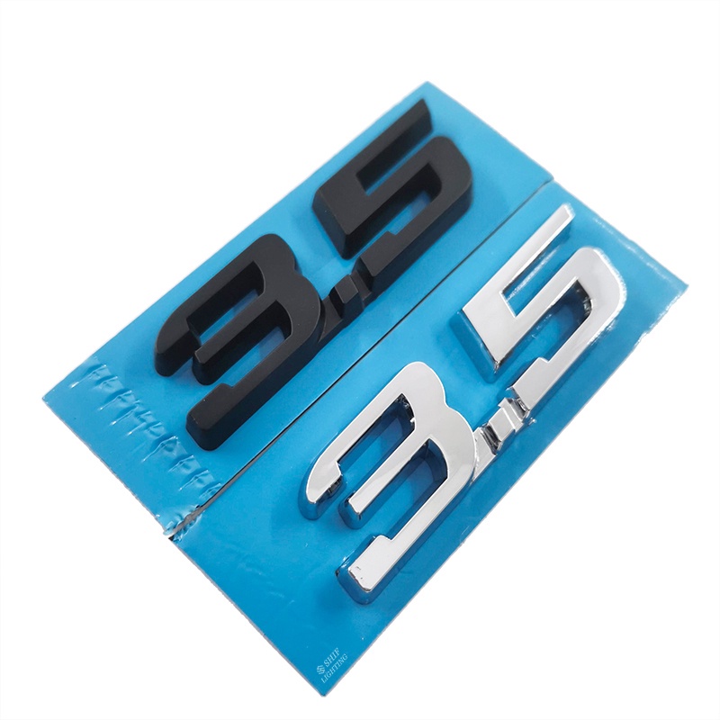 1x ABS Chrome Hitam 3.5 Huruf Mobil Auto Rear Emblem Badge Decal Stiker Pengganti Output 3.5