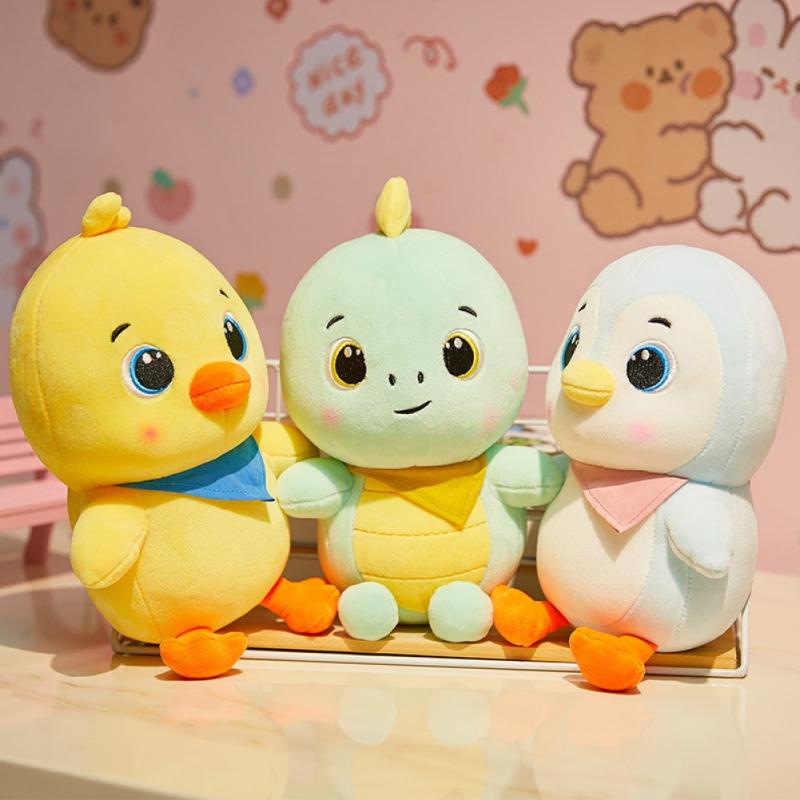 Terbaru Kartun Mainan Mewah Kawaii Animal Yellow Chick Boneka Anak Kreatif Dinosaurus Pinguin Boneka Mainan Untuk Anak Hadiah Natal