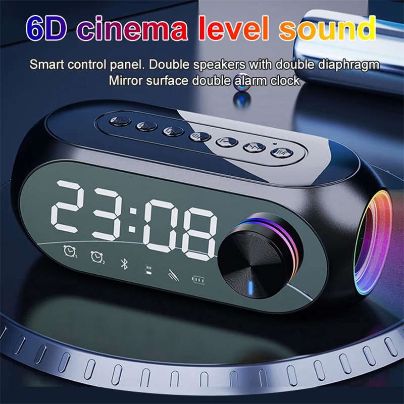 Speaker Bluetooth Portable Wireless HD Led Display Multifunction Stereo Bass Speakers Alarm Clock FM Radio TF Card Aux Music Playback S16