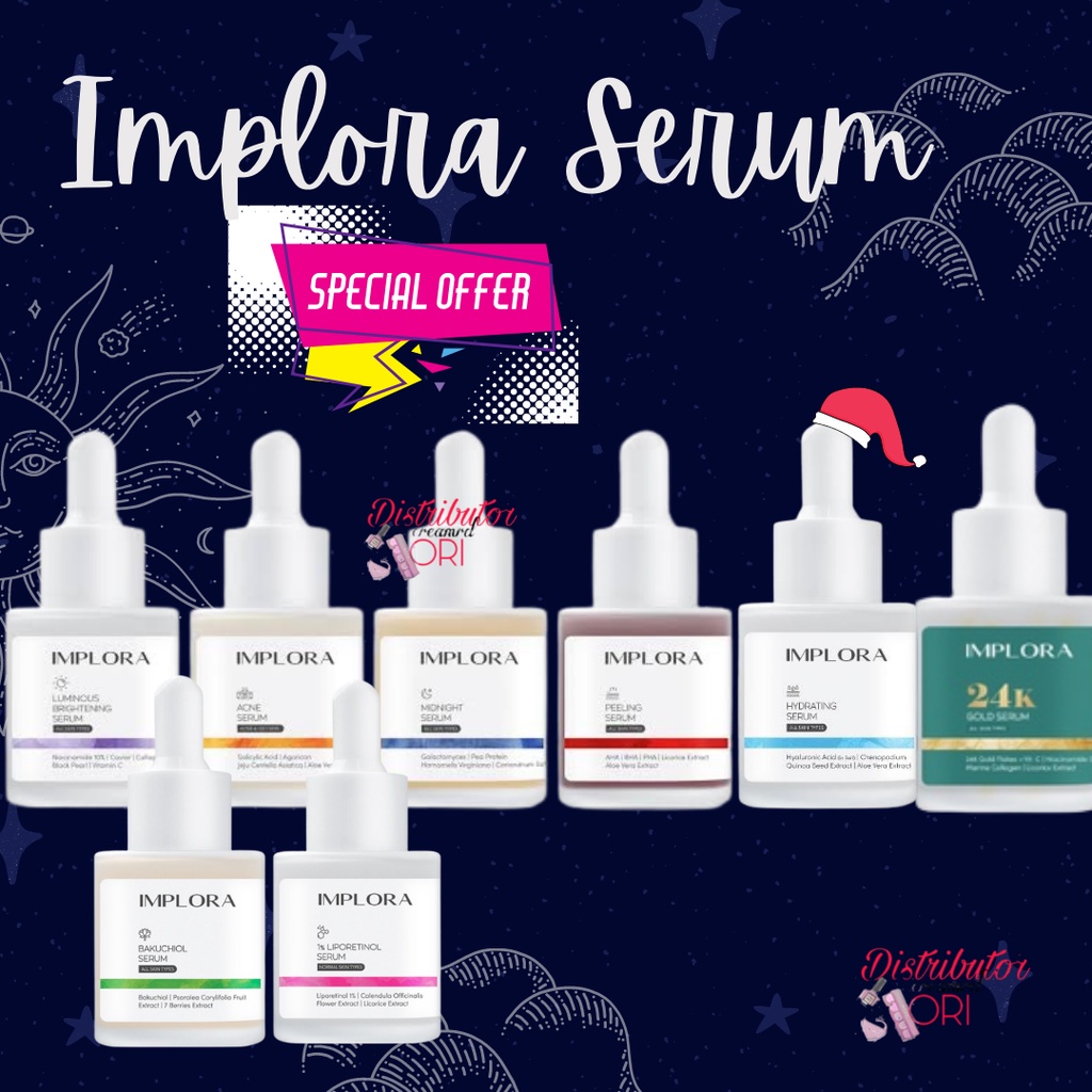 SALE SERUM WAJAH IMPLORA/ IMPLORA FACE SERUM acne IMPLORA LUMINOUS BRIGHT MIDNIGHT PEELING HYDRATING