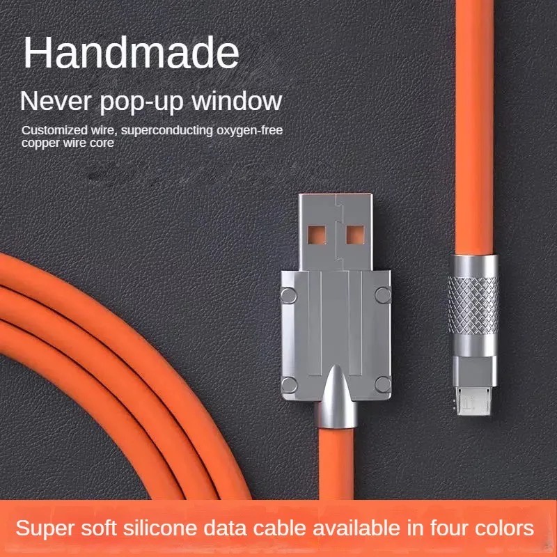 VICLOOK Paduan Seng Asli 3 In 1 120W 6A Kabel Pengisian Super Cepat Silikon Cair Kabel Data Pengisian Cepat Untuk Micro USB Type-C Iphone Dengan Lampu Indikasi