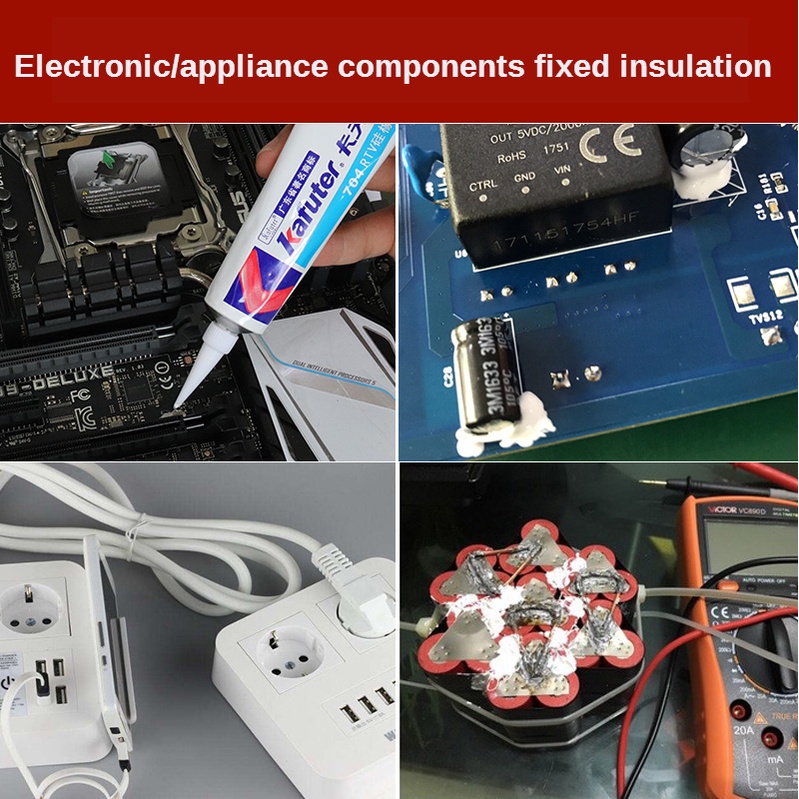 ღ K-704 Silikon Industri Lem Tahan Air dan Tahan Suhu Tinggi Elektronik Penyegelan Perekat Elektronik Silicone Gel Perekat 45G