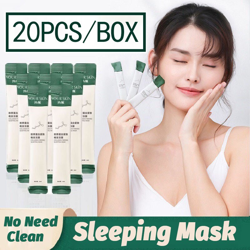 [20 Pcs/Kotak] YFUVEOY Collagen Firming Sleeping Mask Masker Pemutih Kolagen Masker Malam Wajah Untuk Pelembab Wajah Pemutih Anti-Kerut Mengencangkan dan Mengecilkan Pori-Pori