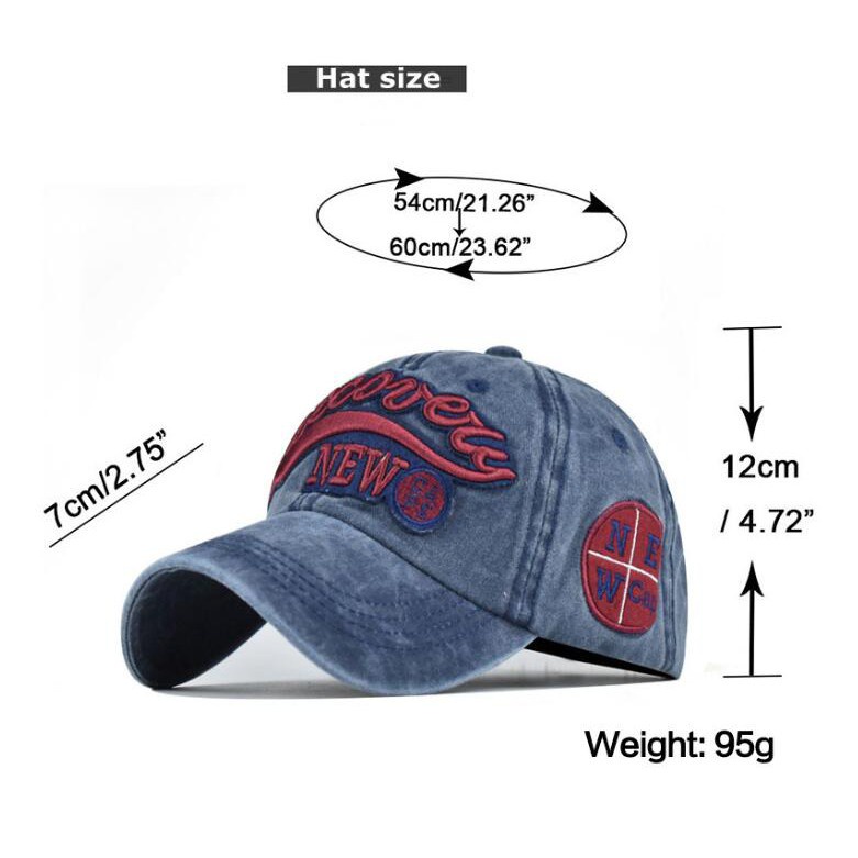 Nwe Topi baseball denim Bordir Pria Wanita Trendi Versi Korea Dicuci Huruf Bordir Tua Pecah Memuncak Topi Musim Semi Kasual Topi Matahari