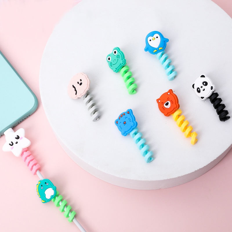 [Harga Grosir] Cartoon Cable Cords Protector Sleeve USB Charging Data Line Management Winder Cable Wire Penutup Pelindung Anti Jebol Kabel Spiral Garis Organizer