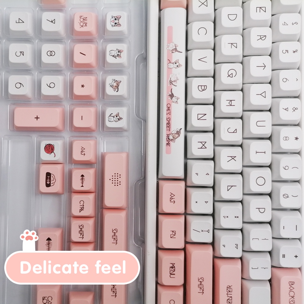 120kunci XDA Pewarna Sublimasi PBT keycap Kucing Keju Cute Cat Paw Untuk CherryMx Gateron Axis Kailh Switch Keyboard Mekanik