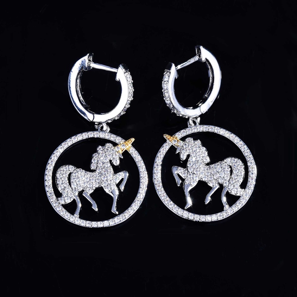 Goldkingdom Aksesoris Perhiasan Fashion Ready Stock Indah Unicorn Temperamen Anting Pribadi