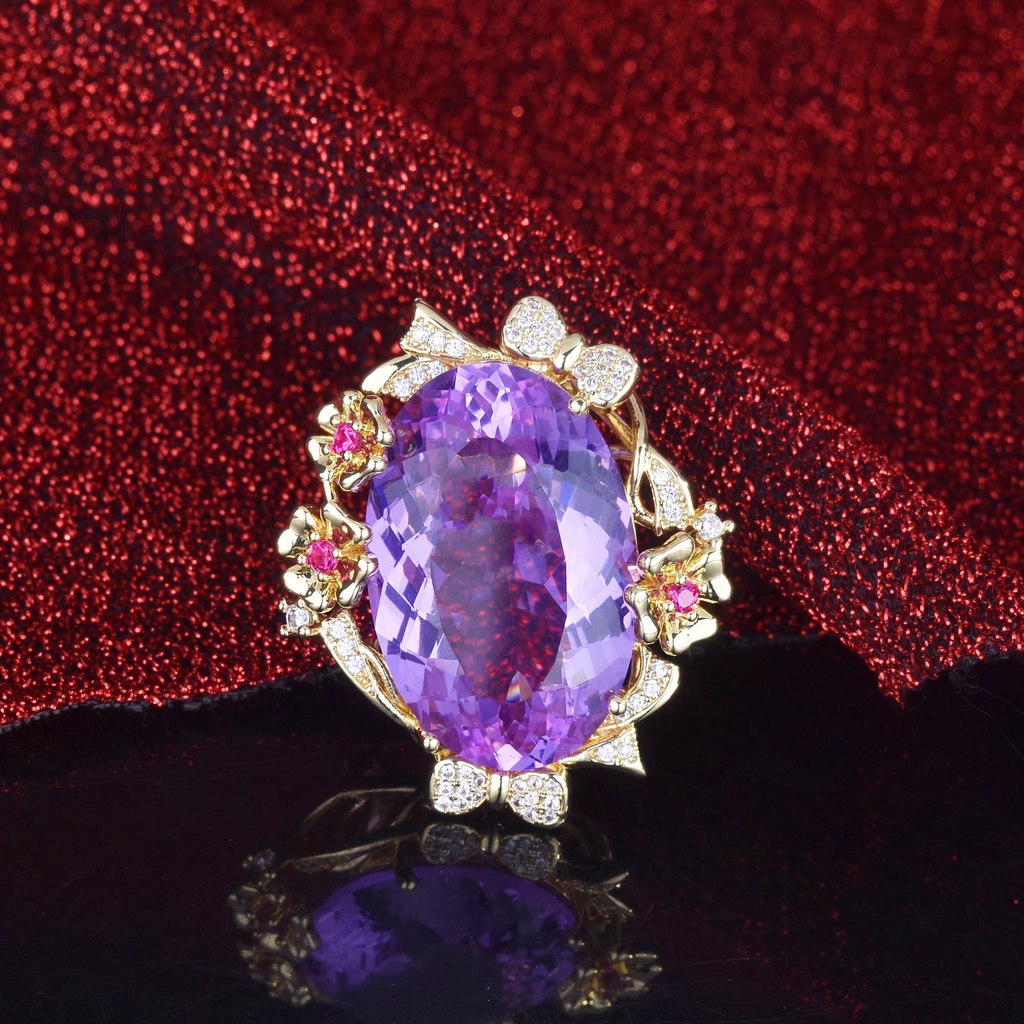 Goldkingdom Aksesoris Perhiasan Fashion Ready Stock 20x30 Cincin Warna Warni Ukuran Besar Warna Fanta Papara Cincin Batu Matahari Terbenam Saja.