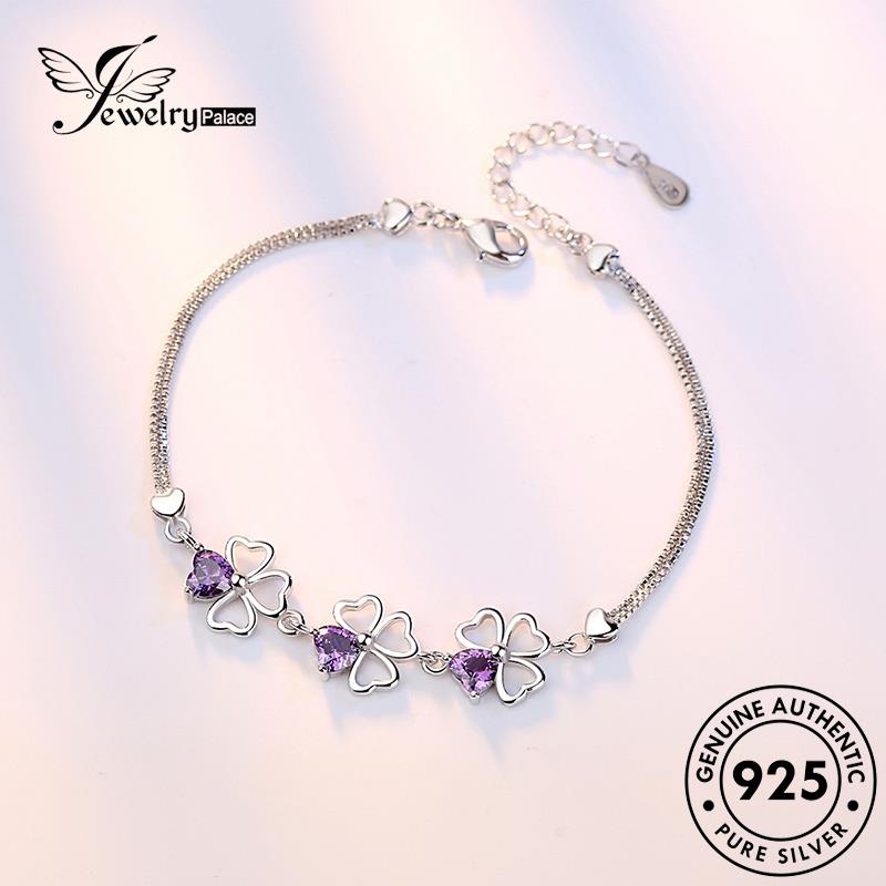 Jewelrypalace Gelang Perak Amethyst925 Bunga Hollow Wanita Asli B37