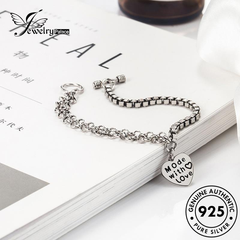 Tempat Perhiasan Wanita925 Gelang Tangan Asli Hati Silver Retro B213