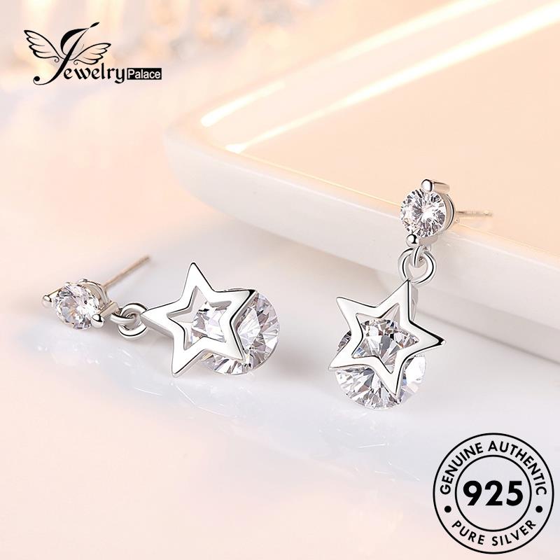 Jewelrypalace Star Moissanite Anting Perak Asli925 Berlian Berujung Lima Stud Fashion Wanita E66