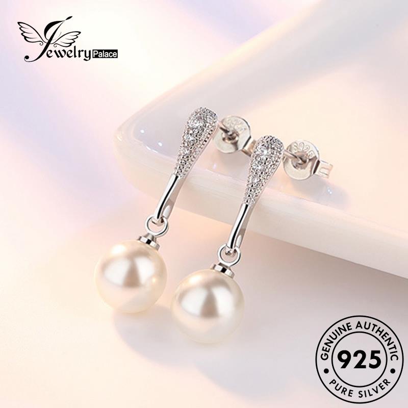 Jewelrypalace Stud Temperamen925Drop Wanita Asli Anting Perak Bentuk Mutiara E118