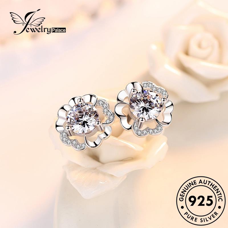 Jewelrypalace Stud Wanita Perak925 Asli Moissanite Anting Peach Berlian Fashion Blossom E119