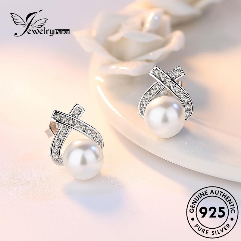 Jewelrypalace Simple Segitiga Wanita Mutiara Stud Perak Asli925 Anting E68