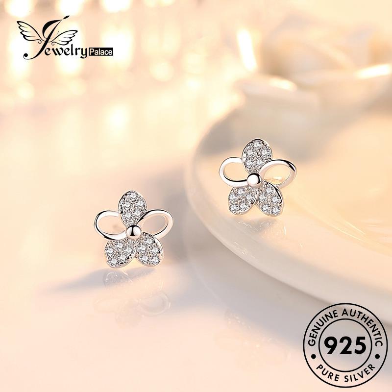 Jewelrypalace Bunga Asli Stud Moissanite Berlian Perak925 Anting Fashion Wanita E126