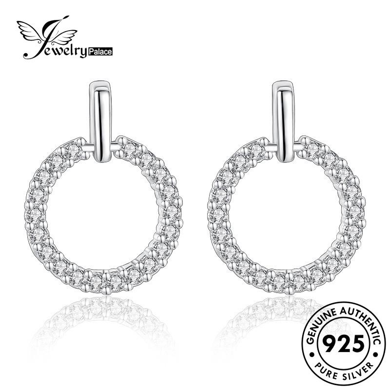 Jewelrypalace925 Berlian Asli Wanita Perak Kepribadian Stud Anting Moissanite Bulat E150