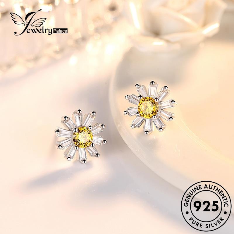 Jewelrypalace Anting Tusuk Krisan Lucu Perak Asli Wanita Citrine925 E184