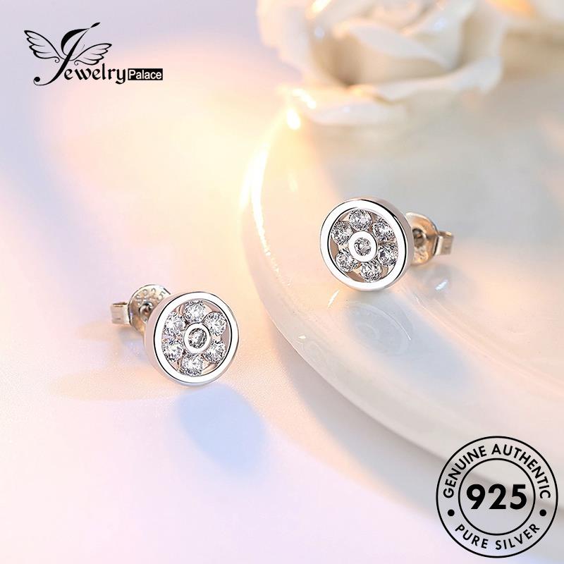 Jewelrypalace Bulat Moissanite Asli Anting Stud Perak925 Wanita Fashion Berlian E186