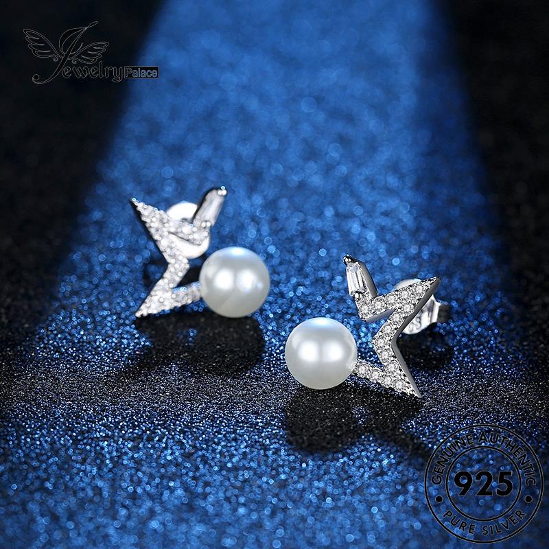 Jewelrypalace Anting Kepribadian925 Bintang Wanita Perak Mutiara Asli Stud E255