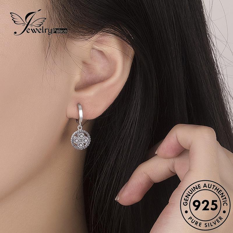 Jewelrypalace Asli Lingkaran Perak Wanita Simple Hoop Moissanite Anting Berlian925 E423