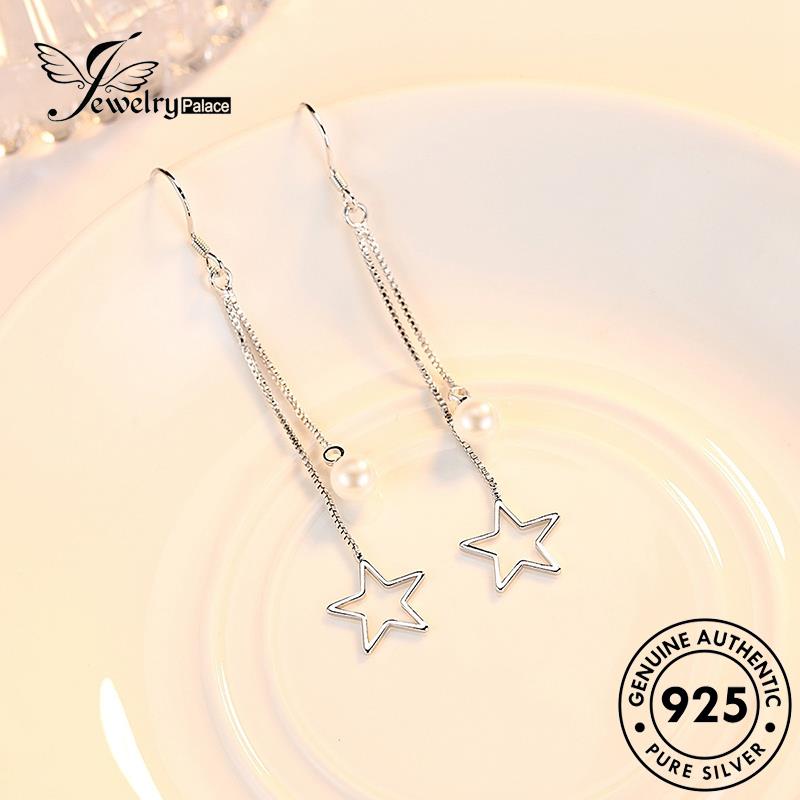 Jewelrypalace Perak Berujung Lima Anting Kait Wanita Temperamen Asli Bintang925Mutiara E453