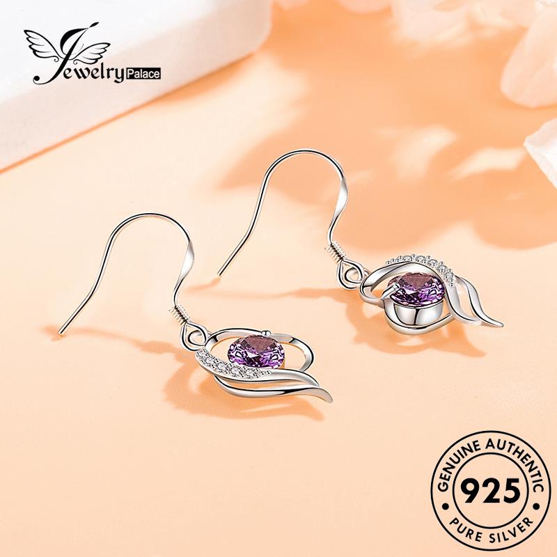 Jewelrypalace Asli Temperamen Wanita Bentuk Perak Anting Hati Pengait Safir925 E479