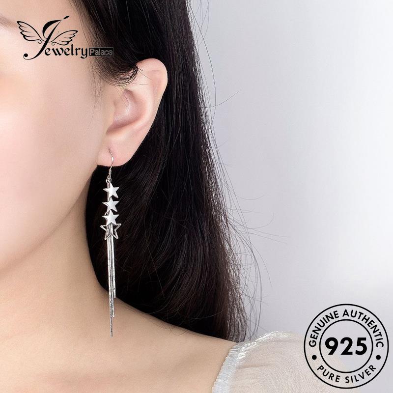 Jewelrypalace Anting925 Perak Asli Simple Bintang Wanita Kait Berujung Lima E503