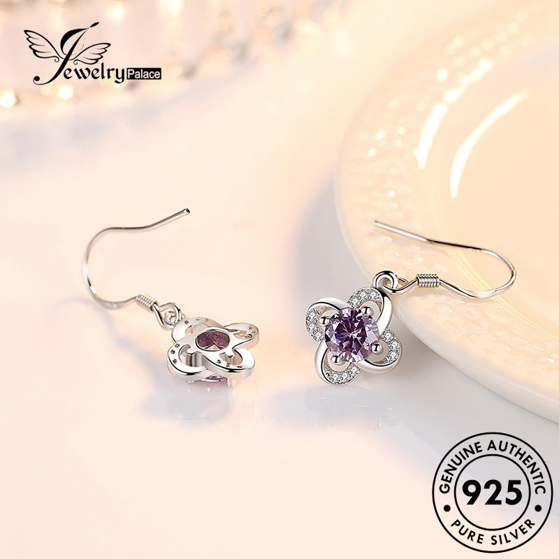 Jewelrypalace Simple Moissanite Perak Empat Kait Daun925 Anting Wanita Berlian Asli Clover E518