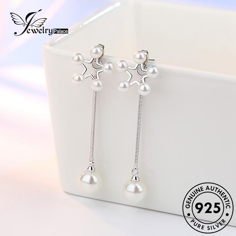 Jewelrypalace Anting Tusuk Mutiara Asli925 Wanita Perak Elegan Pentagram E601