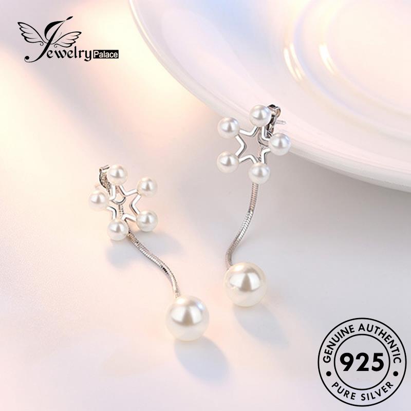 Jewelrypalace Anting Tusuk Mutiara Asli925 Wanita Perak Elegan Pentagram E601