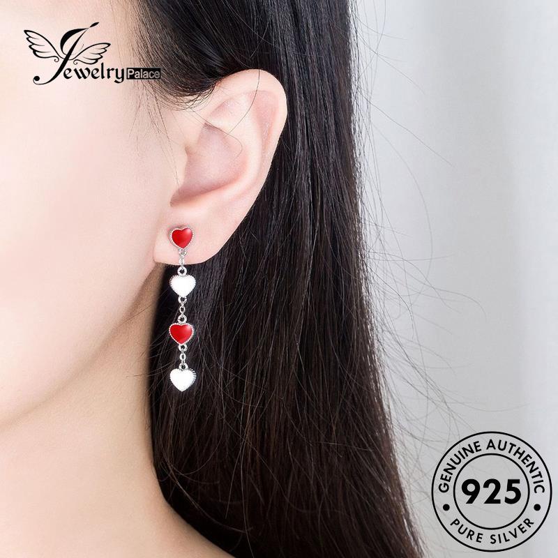 Tempat Perhiasan Wanita Asli925 Stud Lucu Hati Anting Perak E606